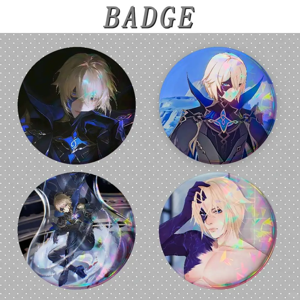 D-Dainsleif Genshin Impact Badges Round Brooch Cute Cartoon Idol Cosplay Badges DIY Backpack Clothing Jewelry Pins