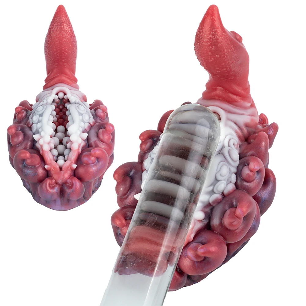 GEEBA Alien Monster Male Masturbator with Long Tongue Fantasy Pocket Pussy 3D Textured Men Stroker Men's Grinder No Channel Toys