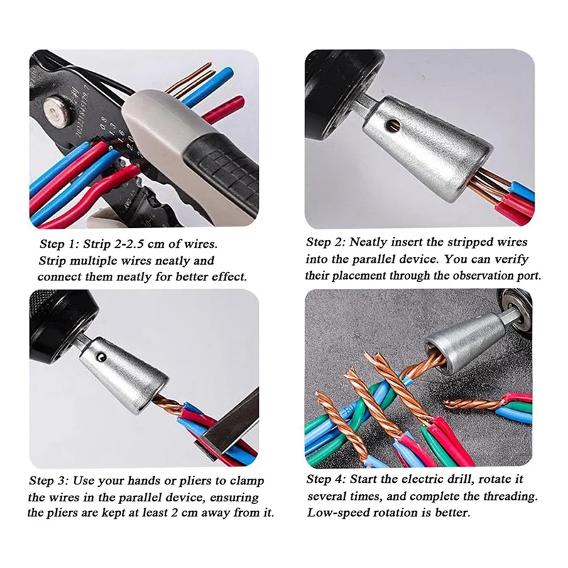 Wire Stripping And Twisting Tools For Drilling, Manual Wire Stripper And Wringer, 2-6Directions Simultaneous Stripping 2Pc