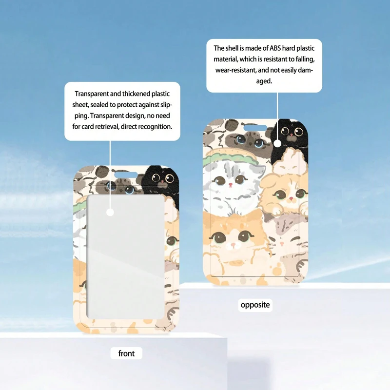 Cartoon Cute Cat Pattern Card Cover Suitable for Student Campus Lanyard Cards Holder Kpop Idol Card Collect Organizer Stationery