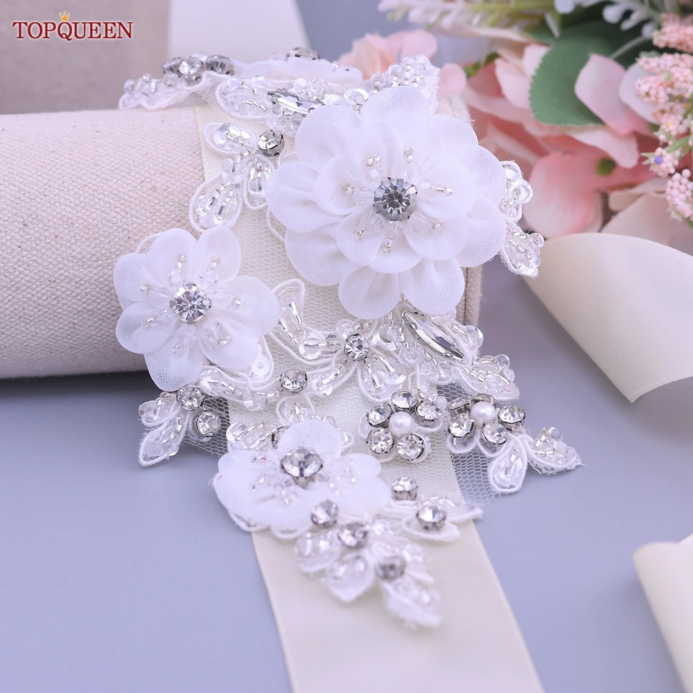 TOPQUEEN Flower Bridal Belt Wedding Accessories Crystal Rhinestone Sash Girl Women\'S Prom Dress Maternity Waistband S358