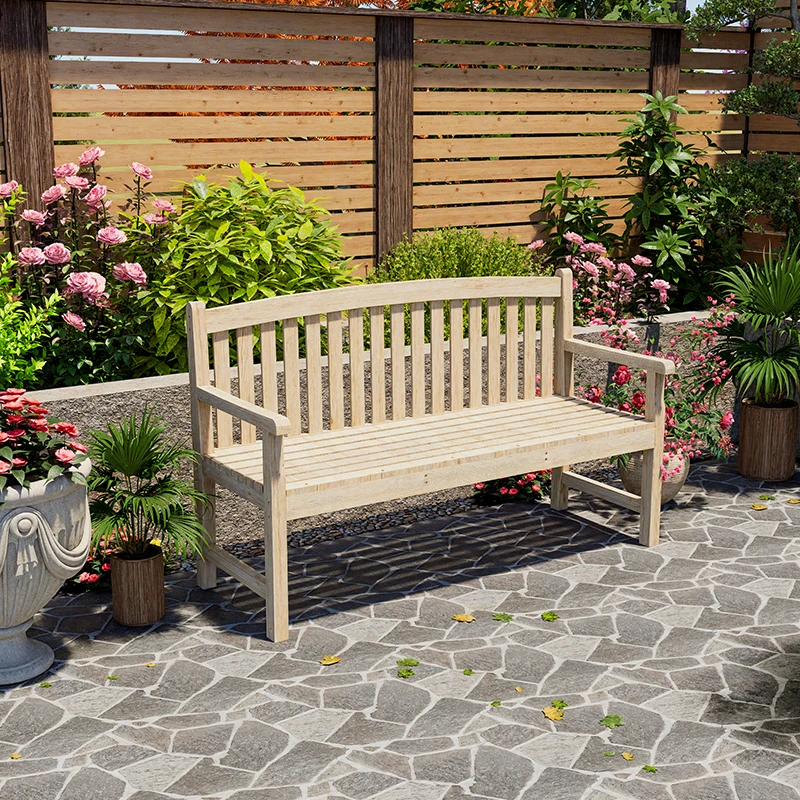 Park chair outdoor bench bench bench courtyard leisure preservative solid wood backrest square open-air garden row chair stool
