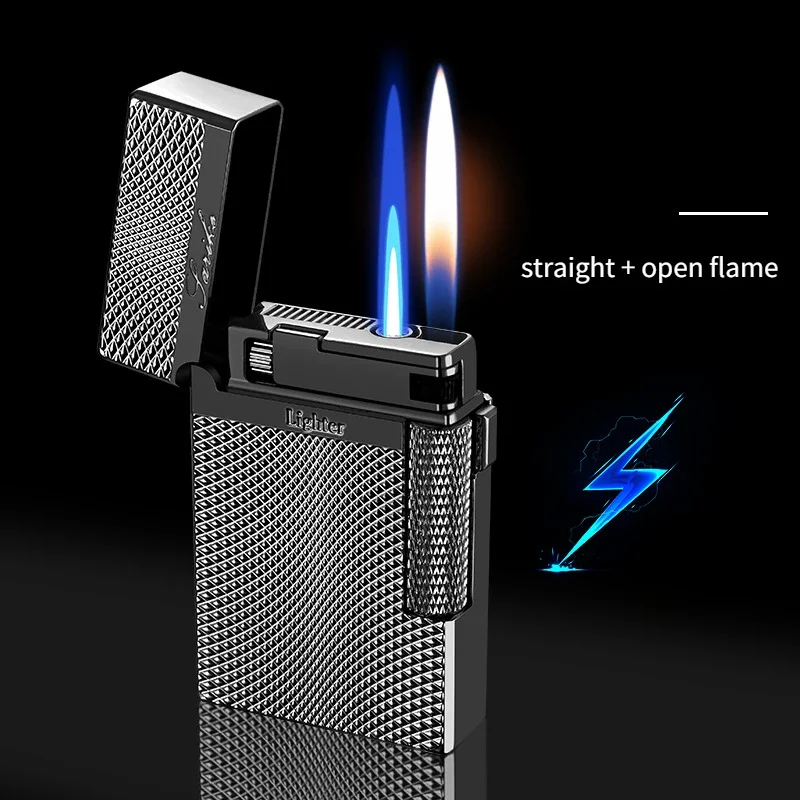 

Metal Windproof Cigar Cigarette Lighter Jet Torch Gas Two Types Flames Unusual Lighters Smoking Accessory Butane Gadgets for Men