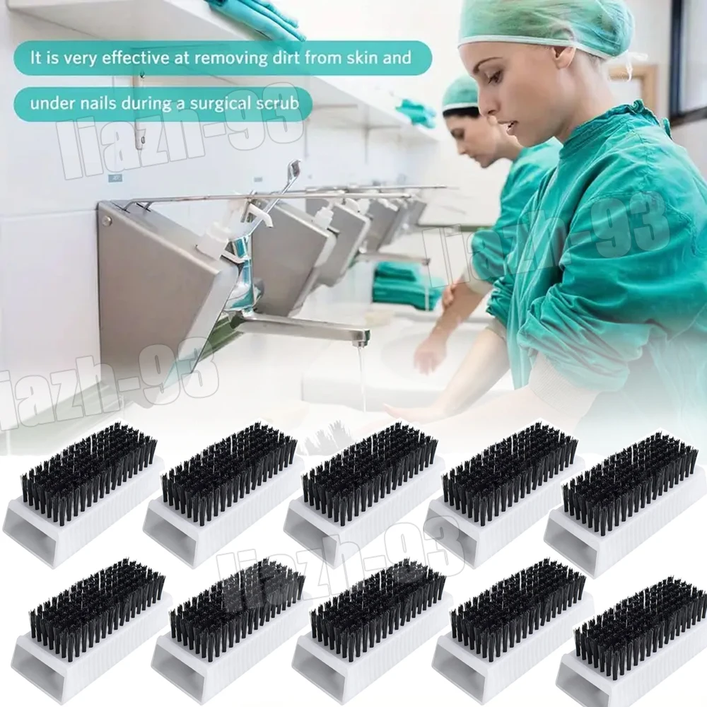 10x Scrub Brush Medical Hand Non-Disposable Surgical Scrub Brushes Black Double-Sided Nail Brushes Stiff Fingernail Brushes Tool