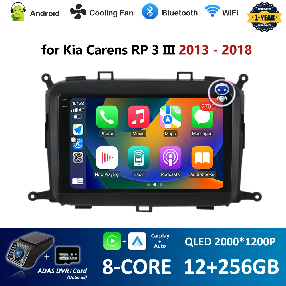 

Video Multimedia player for Kia Carens RP 3 III 2013 - 2018 Android System GPS Navi DSP Stereo WiFi Carplay Screen 4G Bluetooth