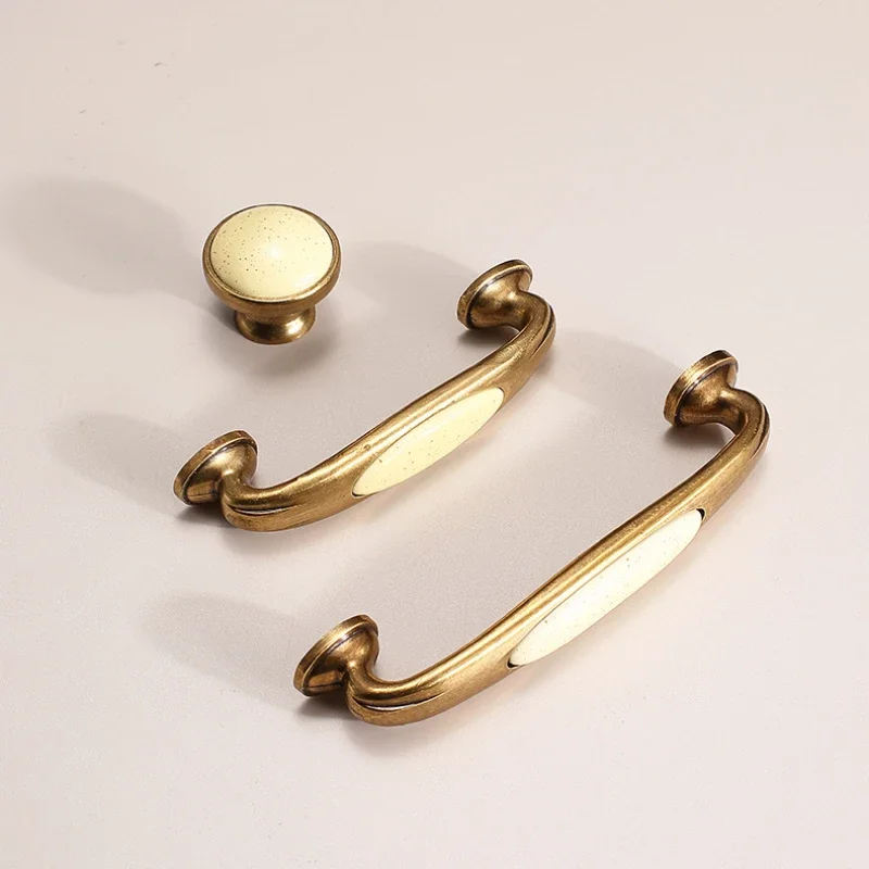 Antique Ceramic Cabinet Handles Chinese Wardrobe Classical Handles Cabinet Drawer Pull Knobs Minimalist Single Hole Hardware