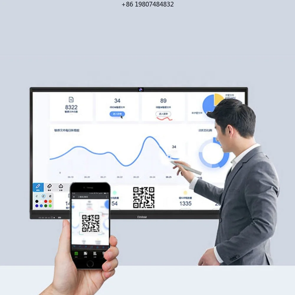 86 Inch 4K HD Interactive Flat Panel, Android OPS Interactive White Board, Suitable for Conference and Teaching Use