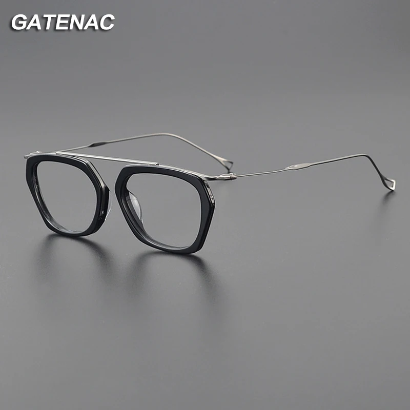 Vintage Acetate Titanium Eyeglasses Frame Men Retro Myopia Prescription Optical Glasses Frame Women 2023 Luxury Brand Eyewear