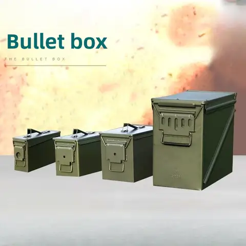 Metal bullet box, iron sheet storage box for hardware tools, small multi-functional protective portable ammunition empty box