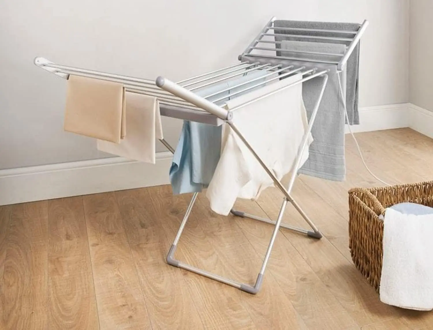 Heated Clothes Drying Rack, Folding Electric Clothes Drying Rack, Collapsible Laundry Drying Rack, Free-Standing Heating