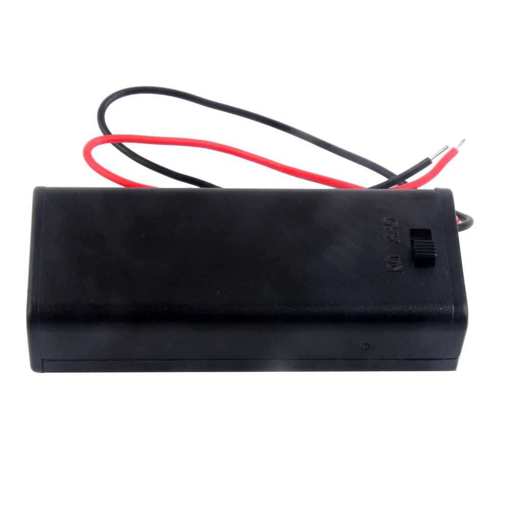 2xAA Battery Box with Cover Switch Series Connection 15cm Red/Black Wires For DIY Electronics Projects