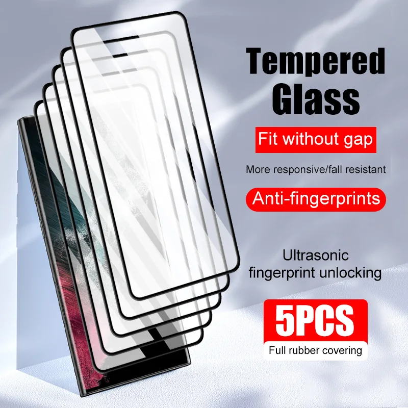 5Pcs protective film For Samsung Galaxy S23 plus S24 Ultra S22 S21 FE Tempered glass smartphone Note 20 phone screen protector