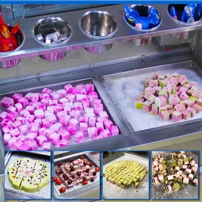 Top quality Single pan stainless steel frozen ice cream rolls fried ice cream machine ice roll machine with 9 pot