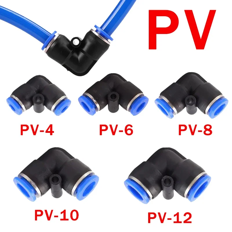 10PCS PV Degree Elbow Pneumatic Quick Fitting | 4 - 12mm Plastic Push - In Connector for Air Hose Pipe,L- type two - way fitting