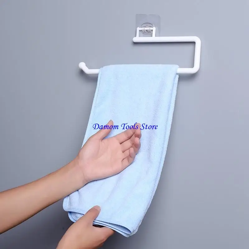 57BE Self-adhesive Towel Rack Wall-mounted Tissue Roll Dispenser for Bathroom Kitchen