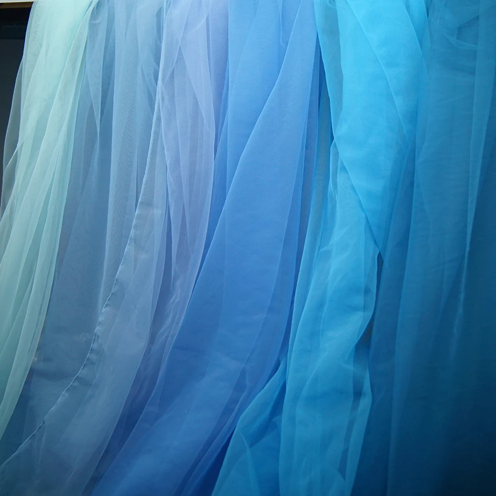 Tela de tul suave azul, materiales de diseño de escena de boda, tul elástico, malla nupcial, tela de red de tul para velos, vestidos y vestidos
