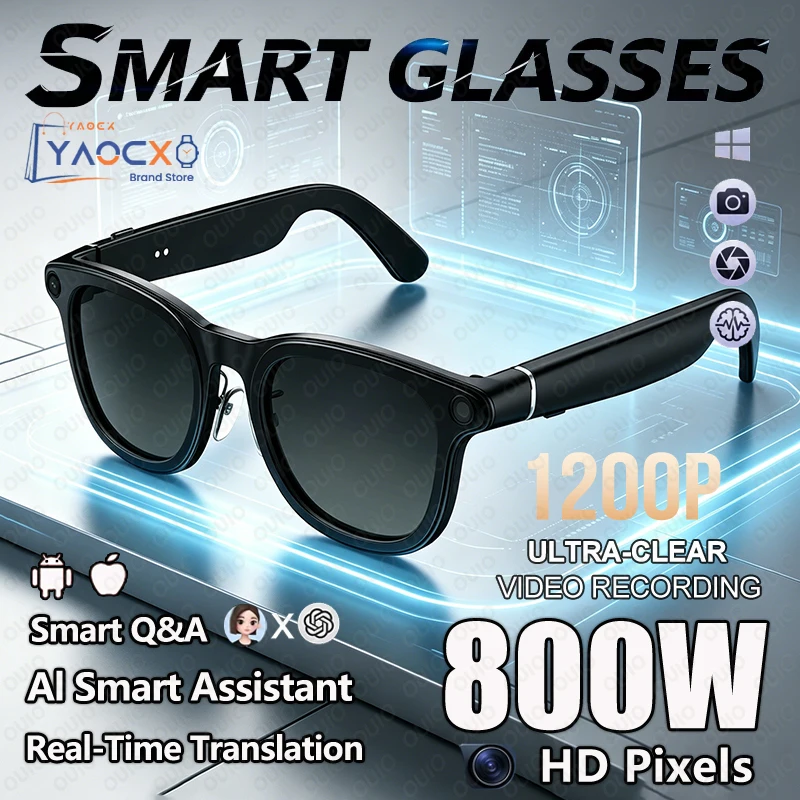 

Новые умные очки 2026 года с HD-камерой 800 Вт: фото- и видеозапись, ИИ-перевод, музыка, Bluetooth-звонки