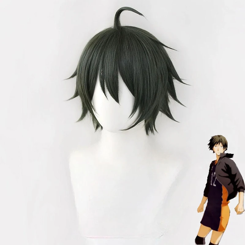 هايكيو!! ياماغوتشي تاداو شعر مستعار تأثيري ارتفاع درجة الحرارة الحرير ارتداء اليومي الصبي الشعر القصير مجعد شخصية الشعر البشري مهرجان الطرف