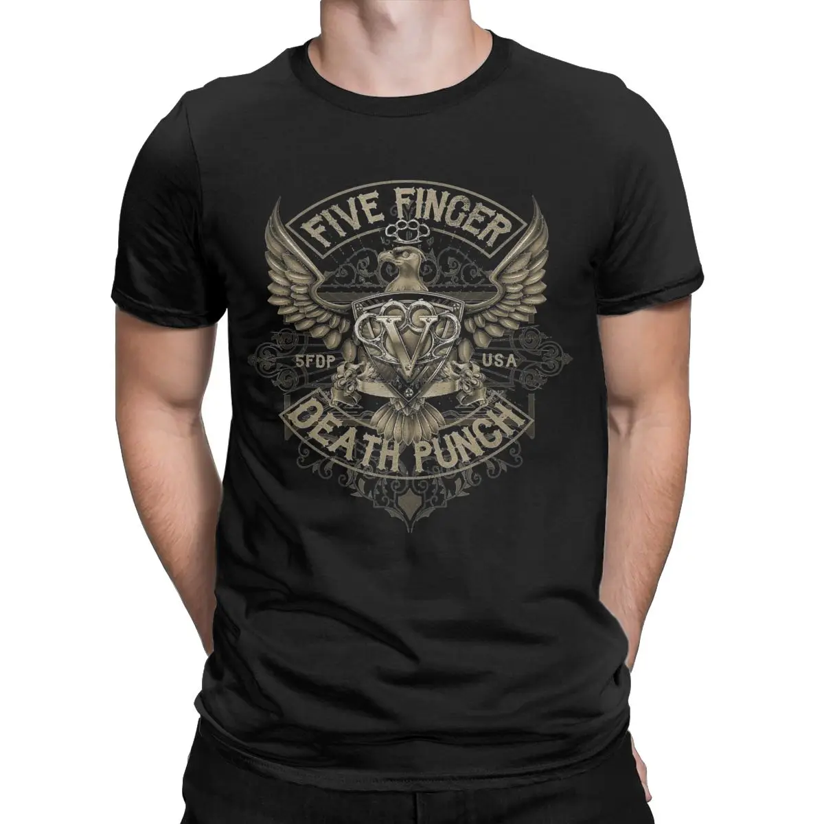 Men's 5FDP Five Finger Death Punch T Shirt Pure Cotton Clothes Funny Short Sleeve Round Neck Tee Shirt Unique T-Shirts