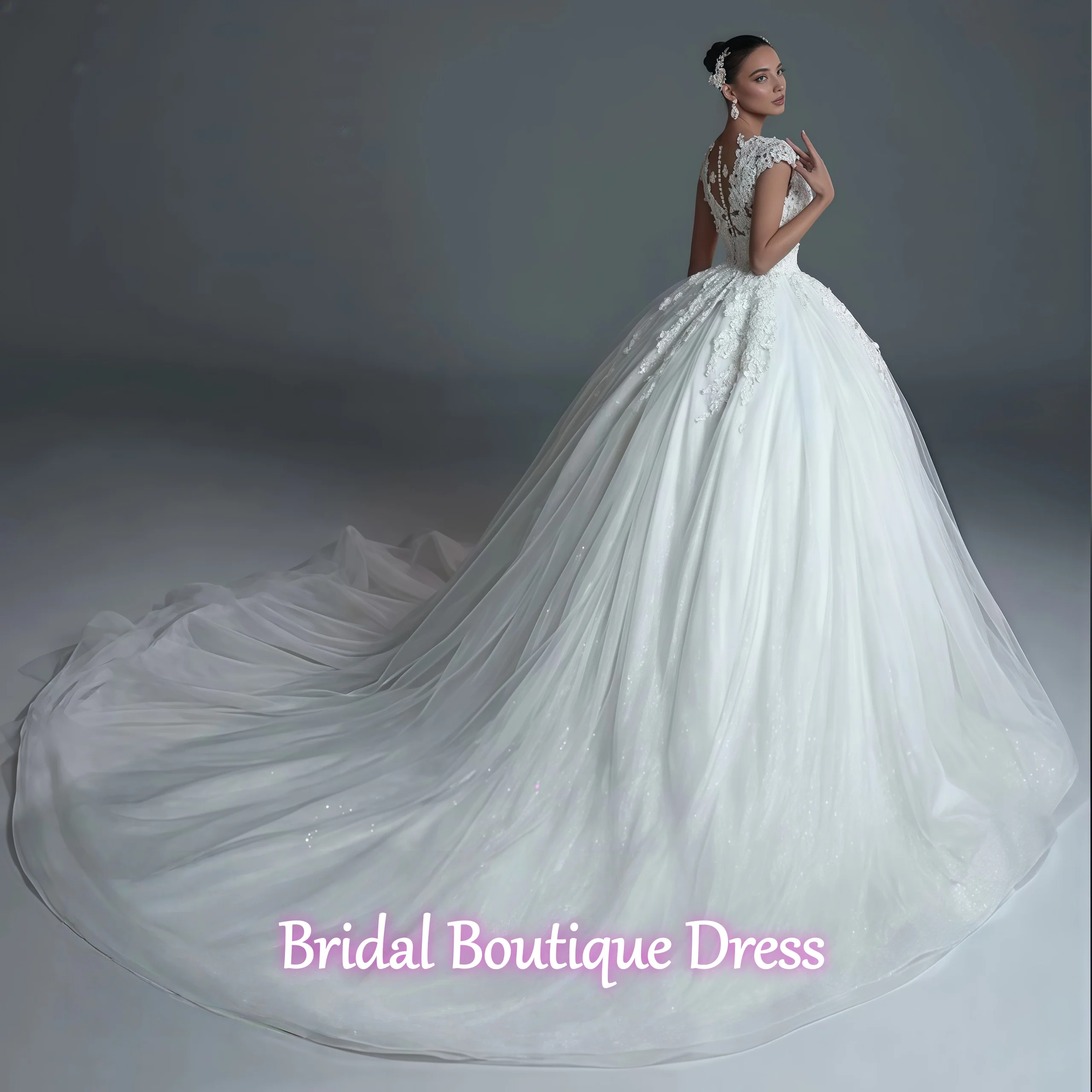 Customized Gorgeous Sexy Deep V-neck Wedding Dresses for Women Lace Appliques Corset Button  Train Bridal GownVestidos De Novia