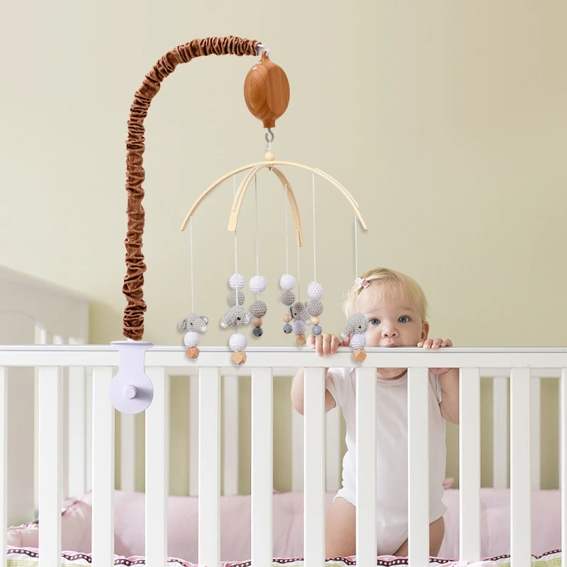 1set Baby Crib Mobile Bed Bell Holder With Music Box Rattle Toys  Adjustable Cloth Holder DIY Decoration Bed Hanging Arm Bracket