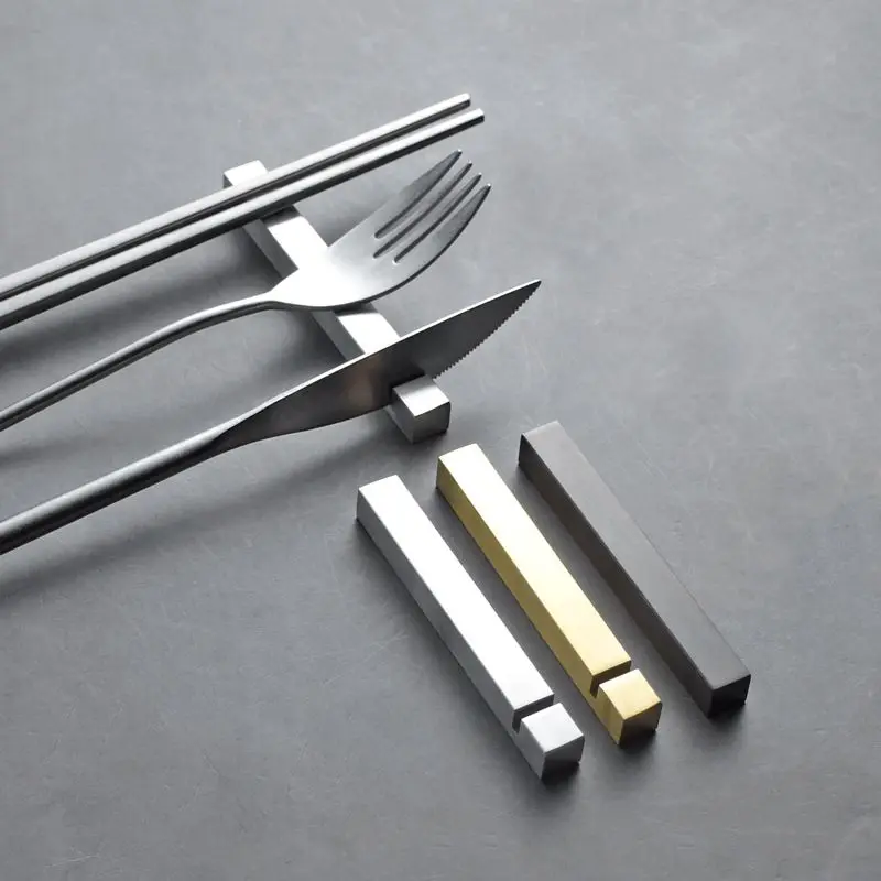 Stainless Steel Cutlery Rest Minimalist Geometric Spoon and Chopsticks Rest Holder Tableware Tools for Dining Table Kitchen Gift