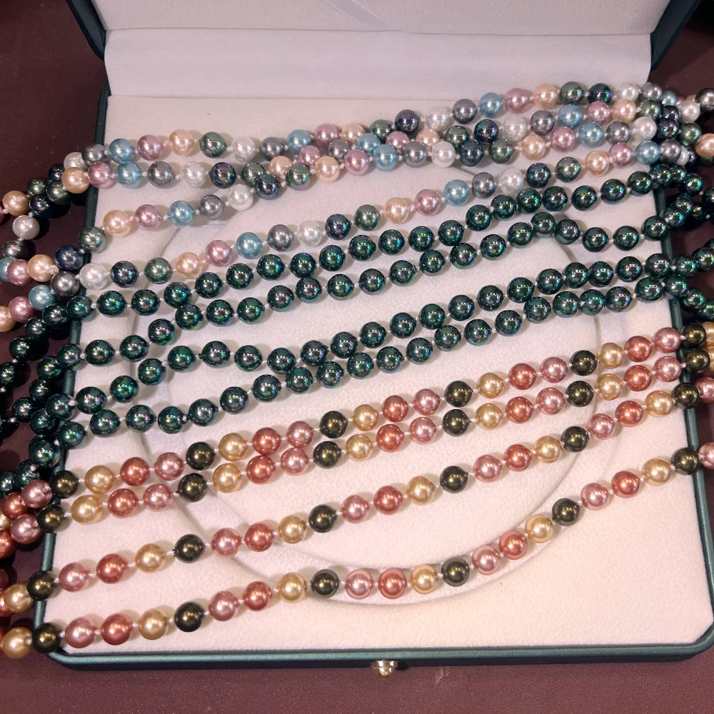 bright pearl colorful long 110CM variety of wear high-end long sweater chain women