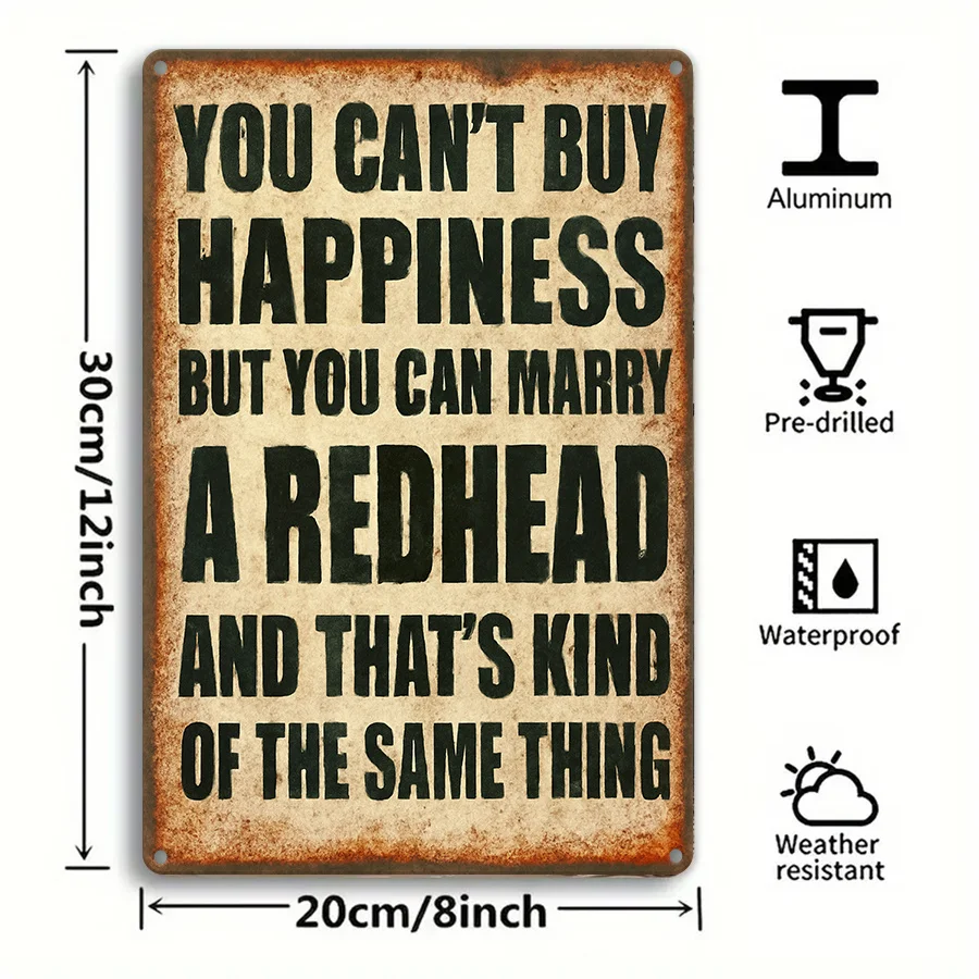 Funny Redhead Marriage Humor Metal Wall Sign - 12x8 Inch - 