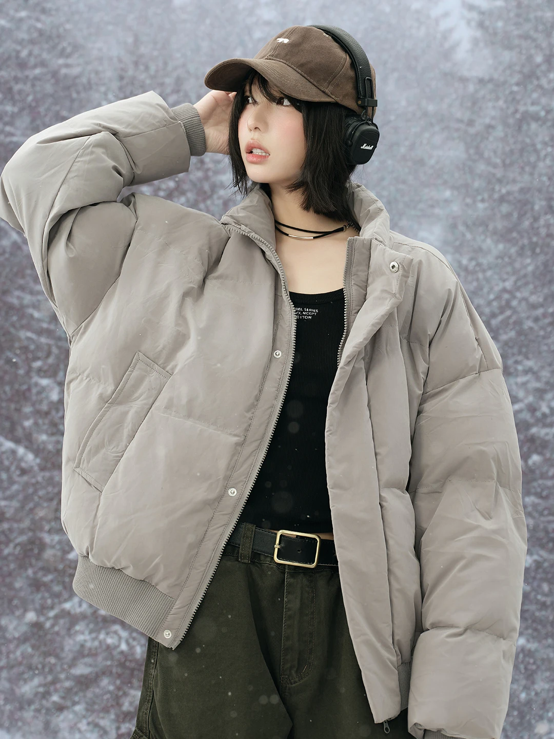 

Нейтральный свободный крой, хлопковое пальто, женское зимнее новое поступление, цветное пальто с воротником-стойкой, уличная одежда, Thiened из полиэстера