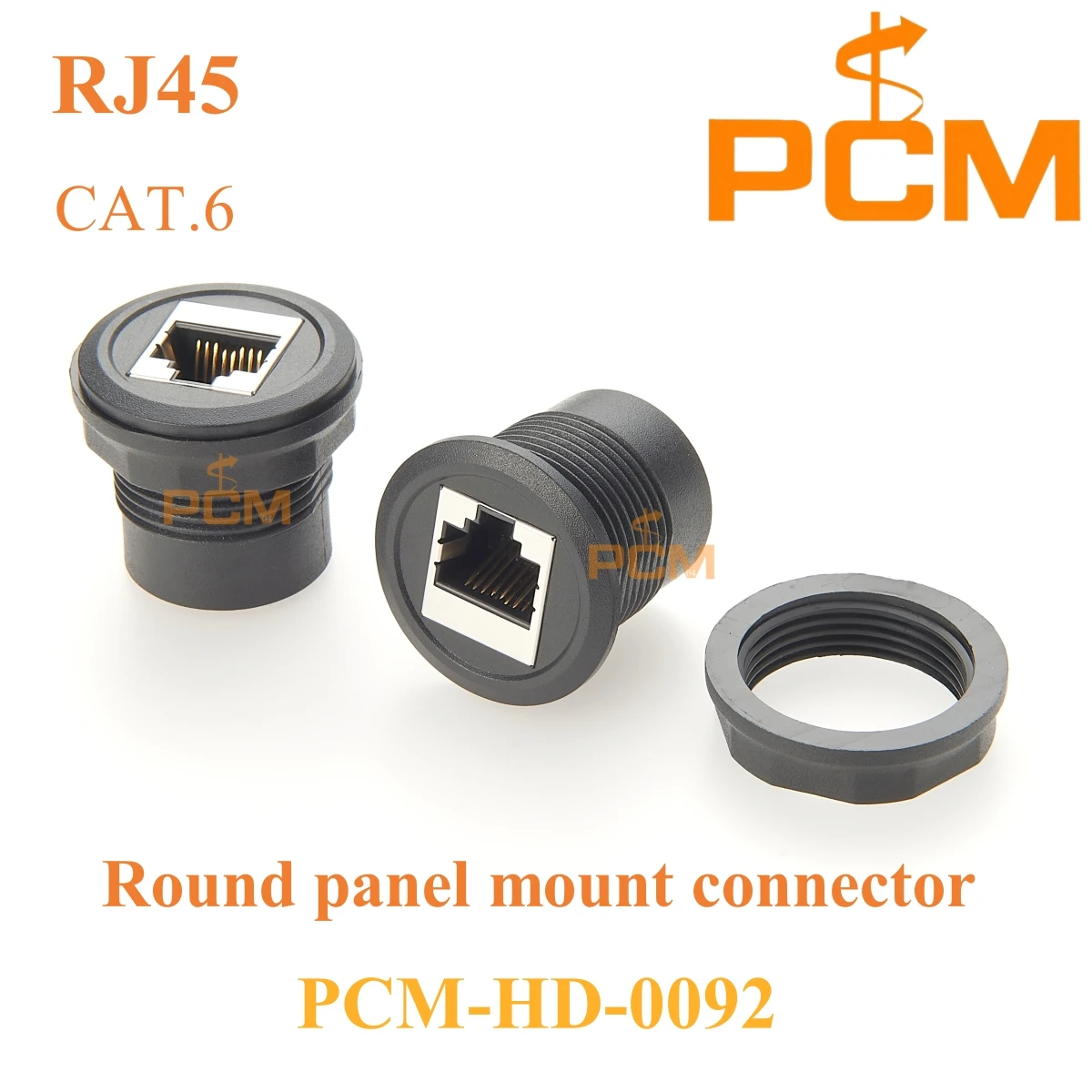 Round panel mount connector CAT6 RJ45 8P8C etherCAT female to female coupler, Compatible with Harting Har-port and Schlegel