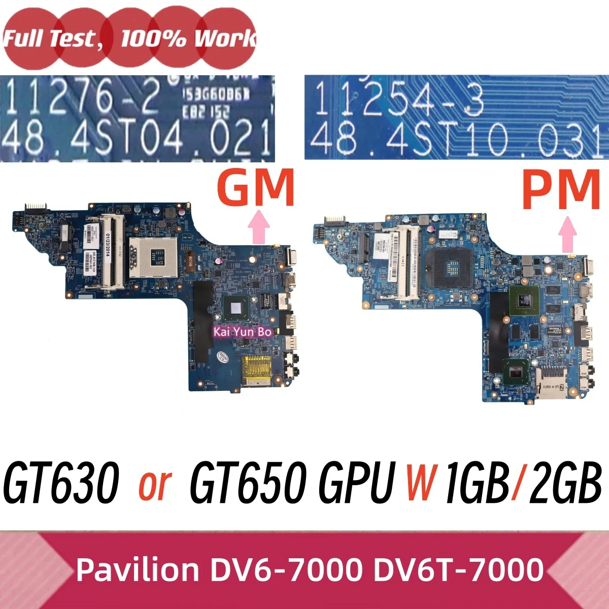 Para HP Pavilion DV6-7000 DV6 DV6T-7000 Laptop Placa-mãe 682170-001 682172-001 682168-001 11254-3 11253-1 11276-2 Mainboard