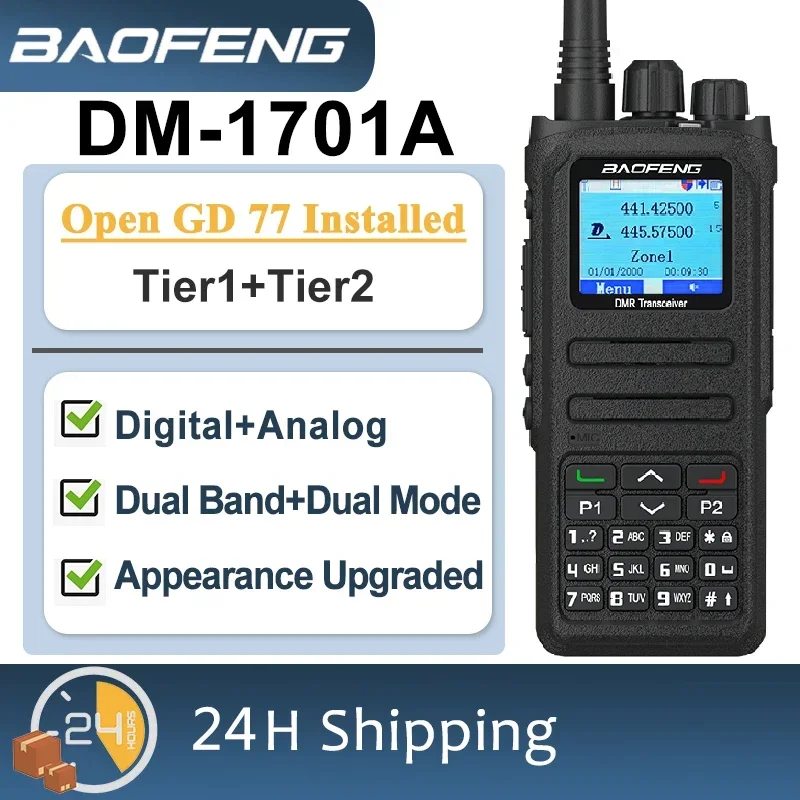 Baofeng DM-1701A DMR Walkie Talkies Open GD77 Dual Mode Analog+Digital Dual Time Slot Tier1&2 Long Range Communicate Ham Radios