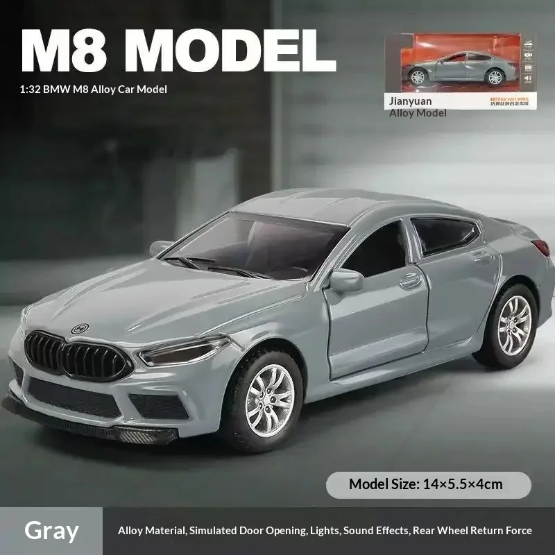 Scale 1:32 M8 Car Model Toy Diecast Alloy Doors Opened Music Light Pull Back Simulation Police Cars Toys  for Kids Presents