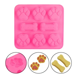2 in 1 DIY Baking Mold Pet Cat Dog Paws Dog Bone Dog Footprint Cake Mold Cute Silicone Chocolate Mould