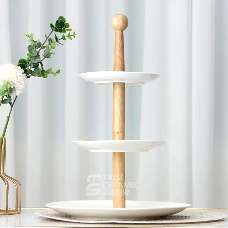 ZML Ceramic Multilayer Skewer Plate Home Wedding Coffee Table Plating Snack Plate Pastry