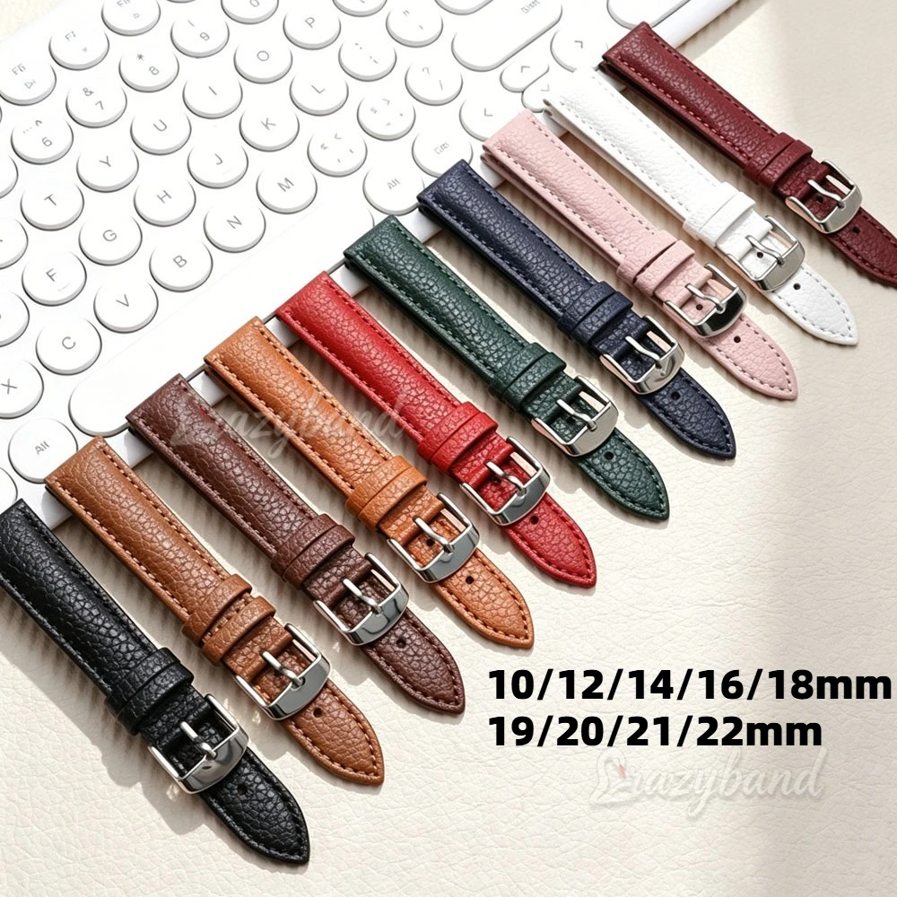 10mm12mm14mm Leather Watch Strap Vintage 16mm18mm19mm20mm21mm22mm Universal Band Business Replace Men Women‘s Bracelet Red Brown