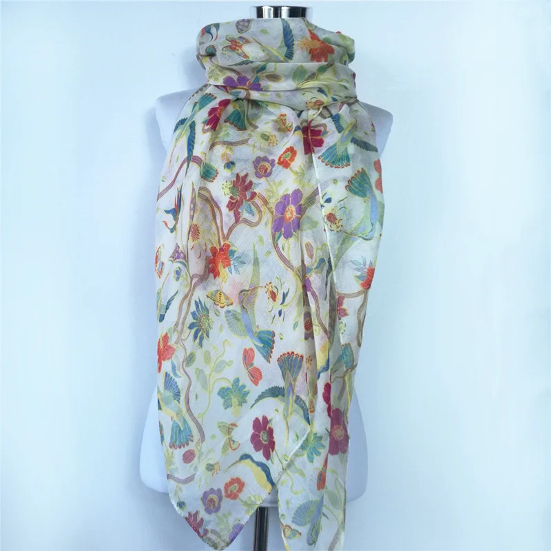 New fashion women scarf bird Print long scarfs For Women Autumn winter Shawl and Scarves flower ladies scarf image 6