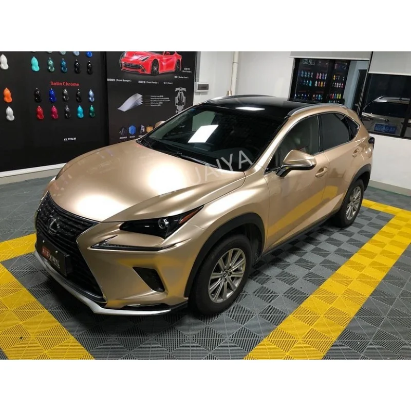 ZHUAIYA Gloss Metallic Gold Vinyl Wrap film wrapping film bright 152*18m roll quality Warranty covering film voiture