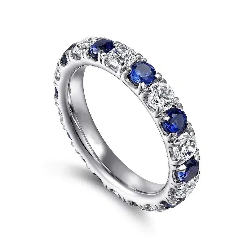 Blue/White Round Cubic Zirconia Promise Rings for Women Wedding Engagement Bands Accessories Fashion Jewelry 2026 New