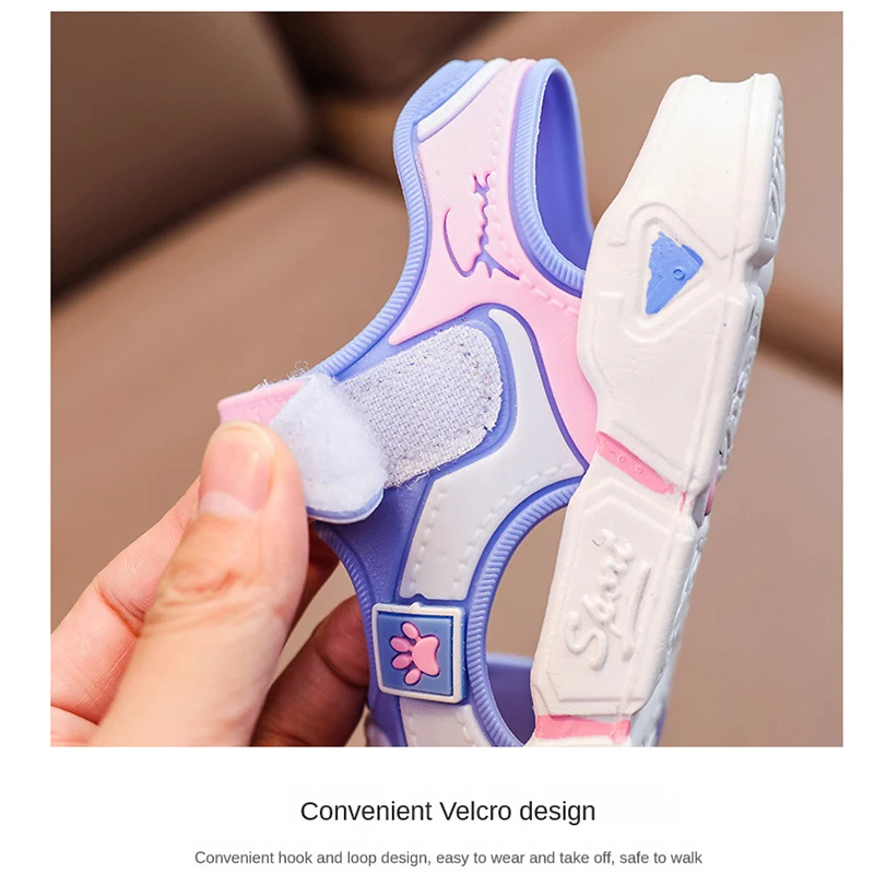 Children Sandals Summer Cartoon Soft Sole Anti Slip Boys Sandals Fashionable Girls Beach Shoes 4-10T Kid PVC Sandals