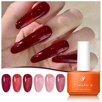 6 Color Jelly Gel Nail Polish Set 7ml, Semi-Permanent Sheer Translucent Soak Off UV/LED Gel for Home, Salon Nail Art Design