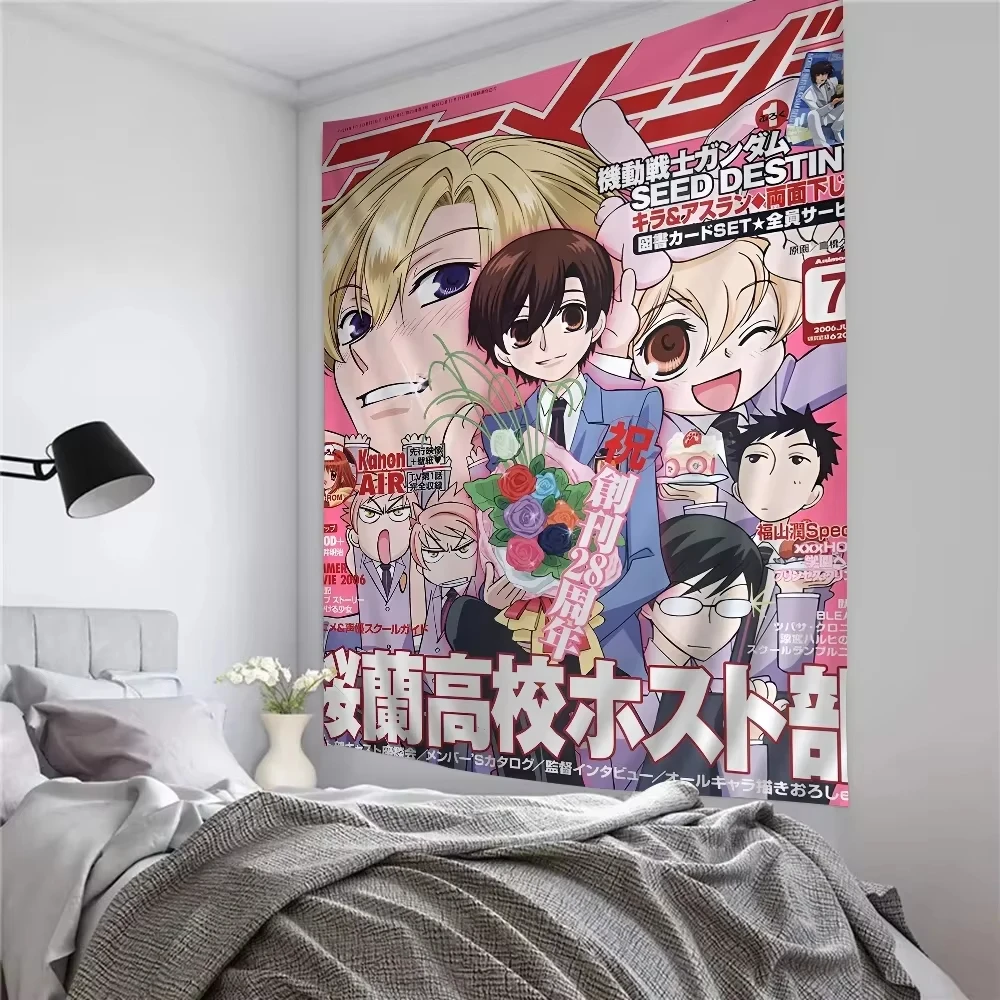 VIKAMA Ouran High School Host Club Anime Tapestry Wall Hanging Manga Style Polyester Fabric Bedroom Dorm Room Decor