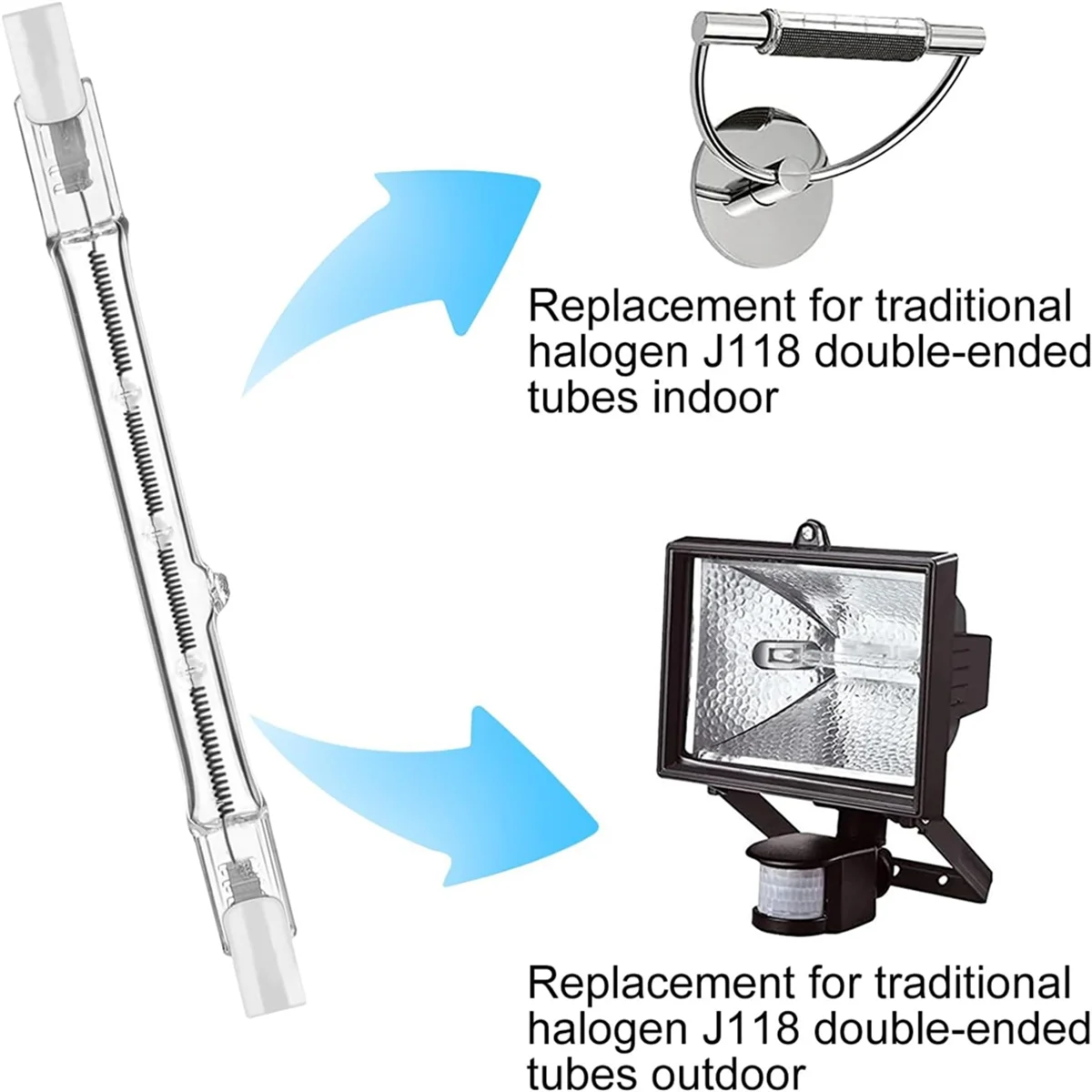 A98U R7s Halogen Light Bulbs, 7 Packs R7s Bulb 118mm Dimmable 230V Halogen Bulbs, Tungsten Linear Light Bulb 150W