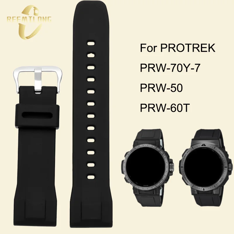 

Silicone rubber watch strap 23mm Black soft men watchband bracelet For Casio PROTREK PRW-70Y-7 PRW-50 PRW-60T PRW-60Y/50Y/70Y/30