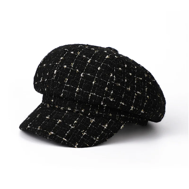 Women\'s Winter Hat Octagonal Plaid Retro Beret Newsboy Cap Autumn Winter Hats For Women Fashion Design Ladies Hat New Boina