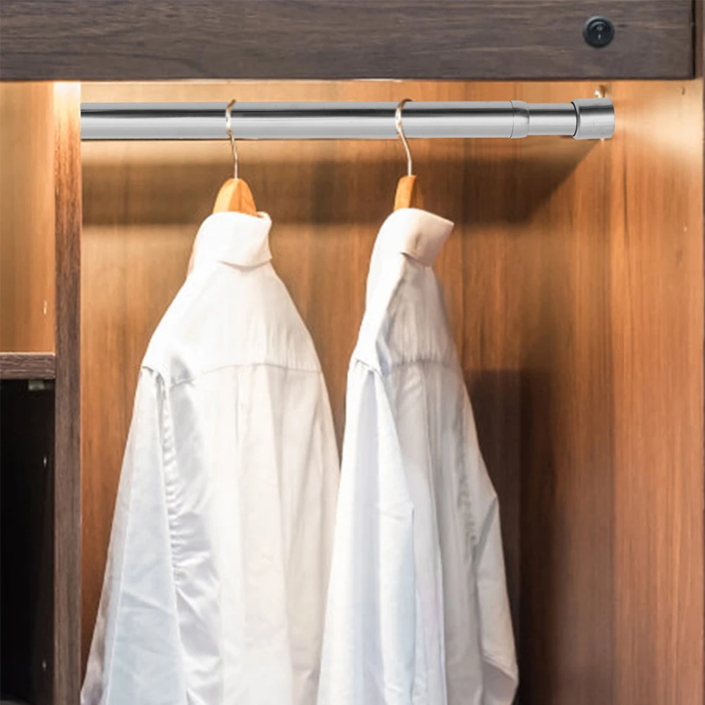 

1 set Adjustable Telescopic Laundry Rod Extendable Clothes Rail Heavy Duty Closet Pole Stainless Steel Easy Clean