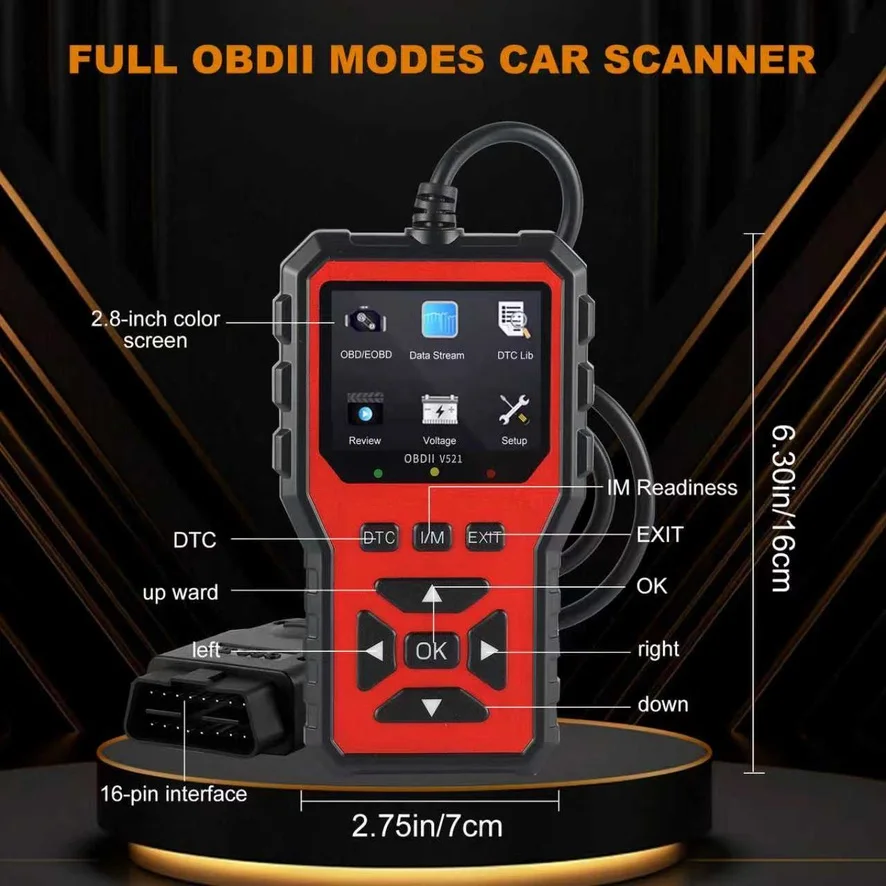 V521 Professional OBD2 Scanner, Upgraded OBDII & CAN Code Reader, Real‑Time Data, Battery Test, 4000+ DTC Library, I/M Readiness, Check Engine Light & Smoke Test, for All Vehicles After 1996