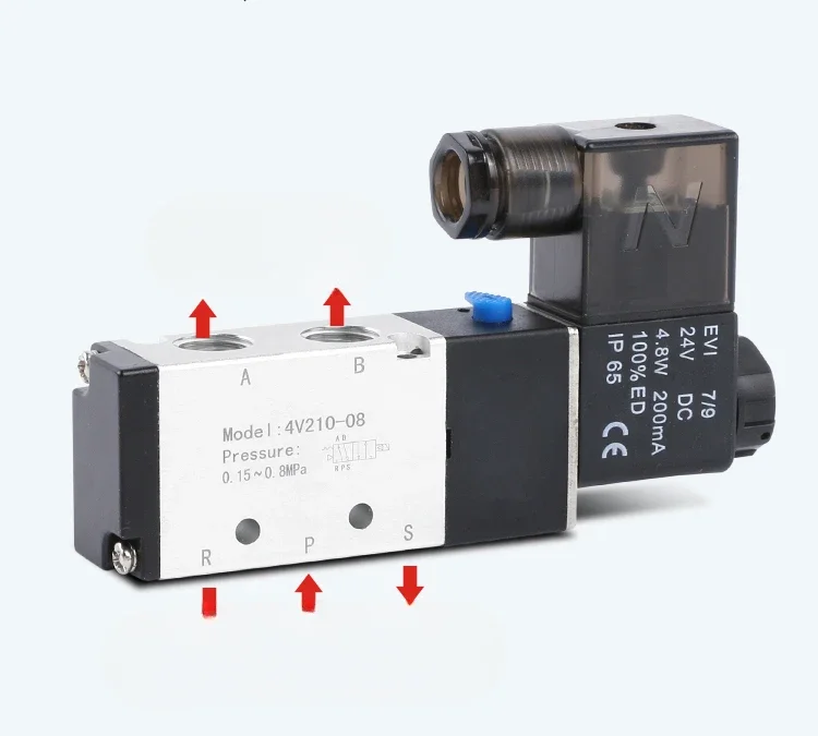 Pneumatic Solenoid Valve 4V210-08/310-10, Two Position Five Way 220V/24V