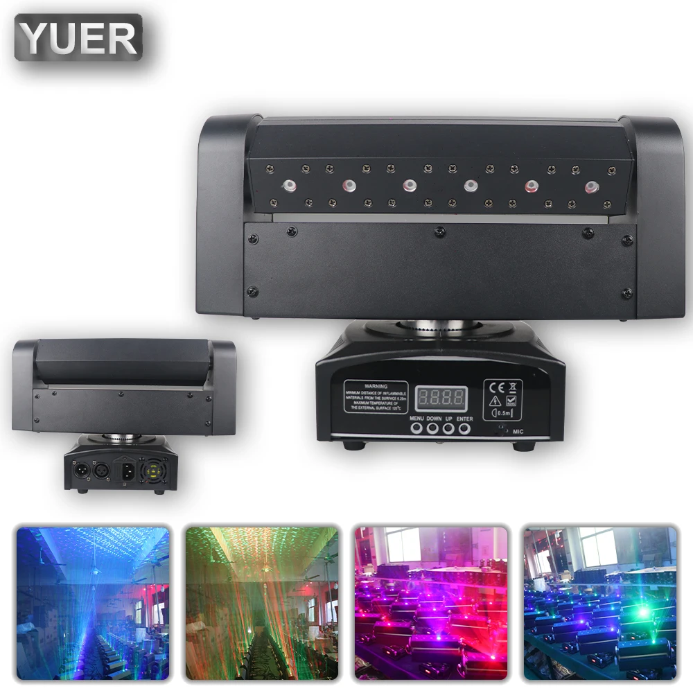 

YUER 6 Eye RGB Laser Moving Head Light Scanner Stage Effect Lights DMX512 Control For DJ Disco Party Club Stage Projector Lamp