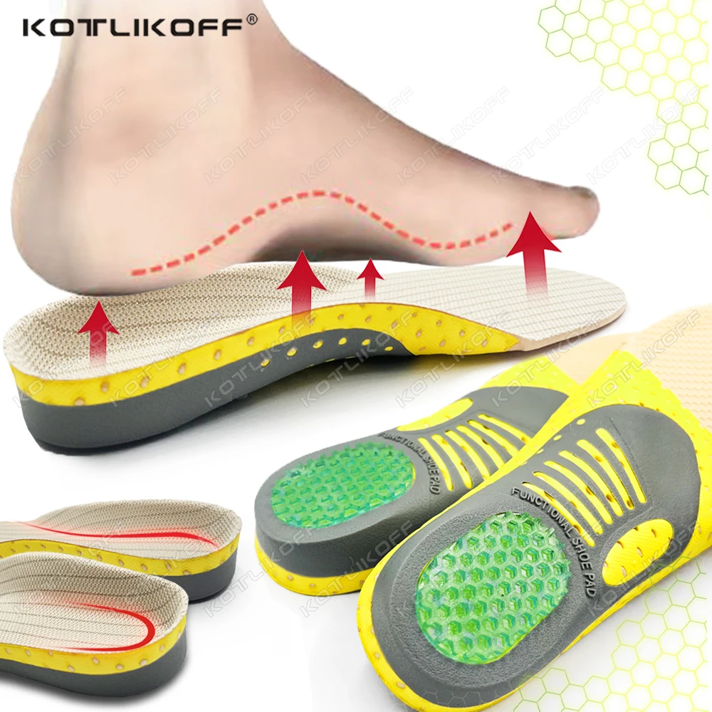 KOTLIKOFF Insoles For Shoes Sole Orthotic High Arch Support Insoles Deodorant Relief Foot Valgus Pain Orthopedic Work Shoes Pad